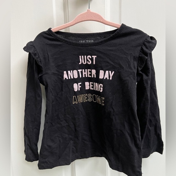 Okie Dokie 24M Black, Just Another Day of Being Awesome Long Sleeve Blouse Top - Picture 1 of 4